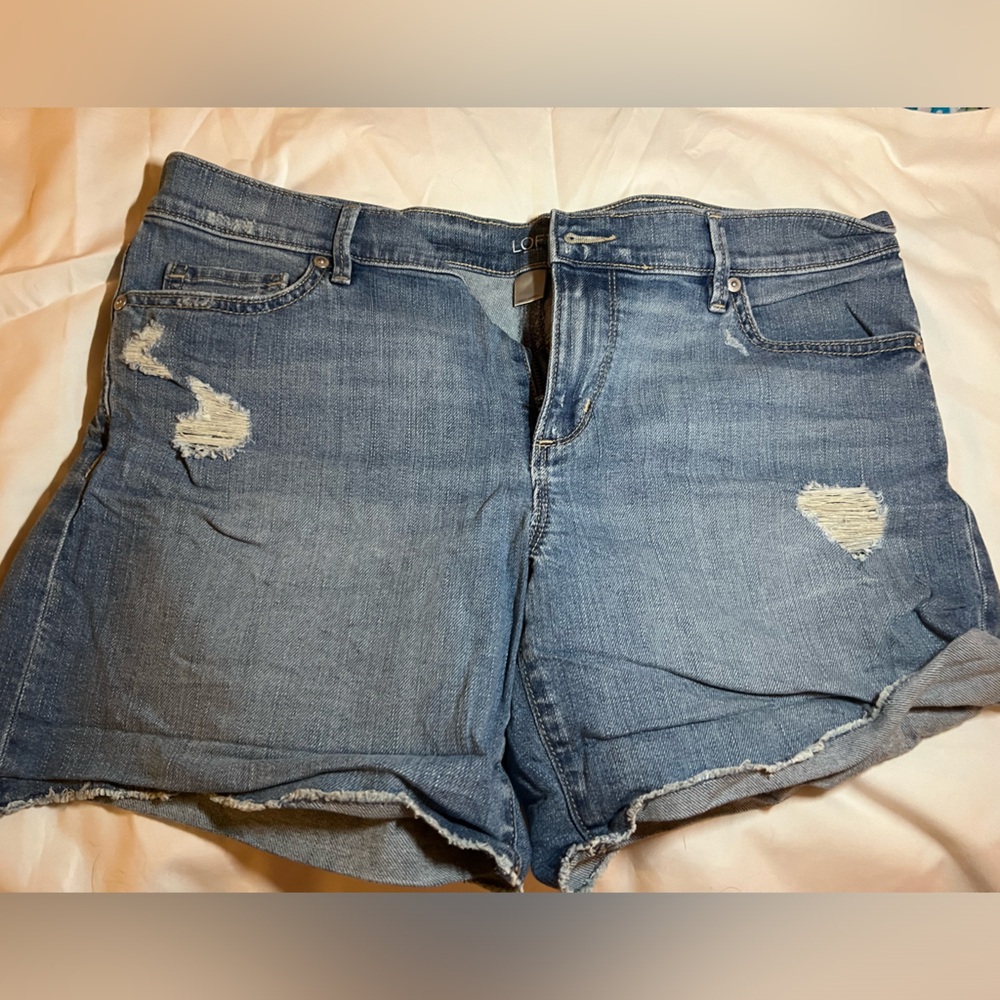 LOFT Distressed denim shorts